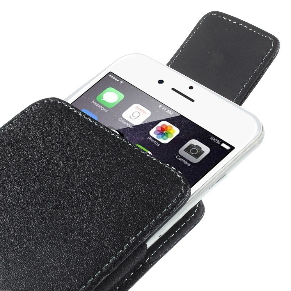 Universal - 360° Gurttasche M mit Clip vertikale Lederhülle schwarz