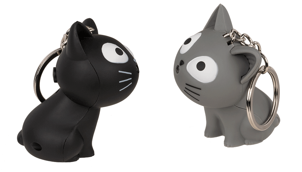 2er Set Schlüsselanhänger Katze mit LED