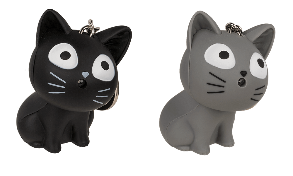 2er Set Schlüsselanhänger Katze mit LED