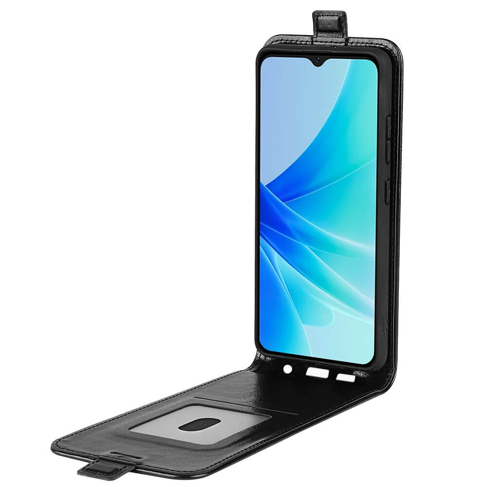 OPPO A57s - Klassisches Flip Case vertikal schwarz