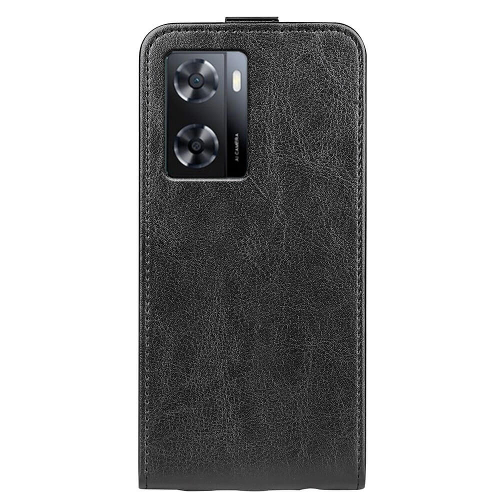 OPPO A57s - Klassisches Flip Case vertikal schwarz