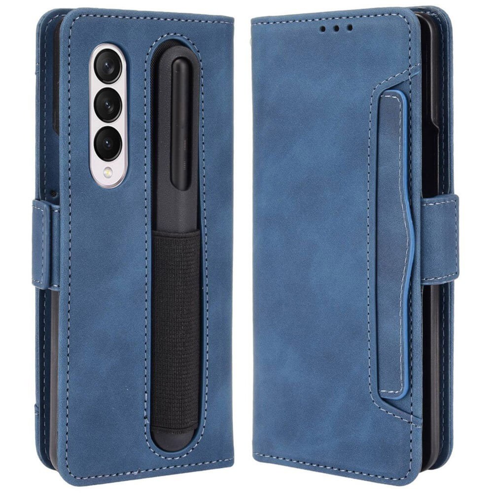 Galaxy Z Fold4 5G - Etui mit vielen Kartenfächer blau