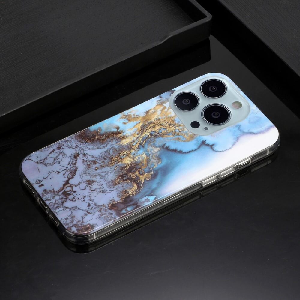 iPhone 14 Pro Max - Silicone Rubber Case White Marble