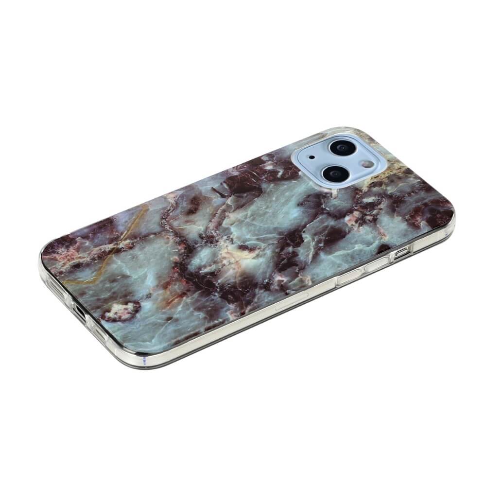 iPhone 14 Plus - Custodia in gomma Cyan Marble