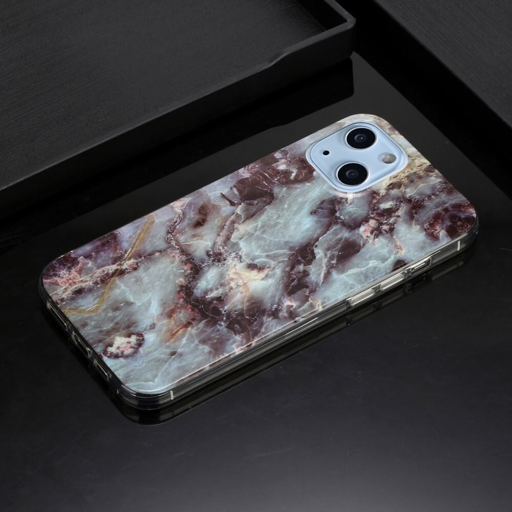 iPhone 14 Plus - Custodia in gomma Cyan Marble