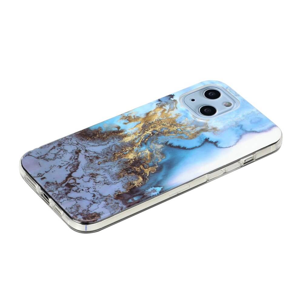 iPhone 14 Plus - Custodia in gomma Cyan Marble