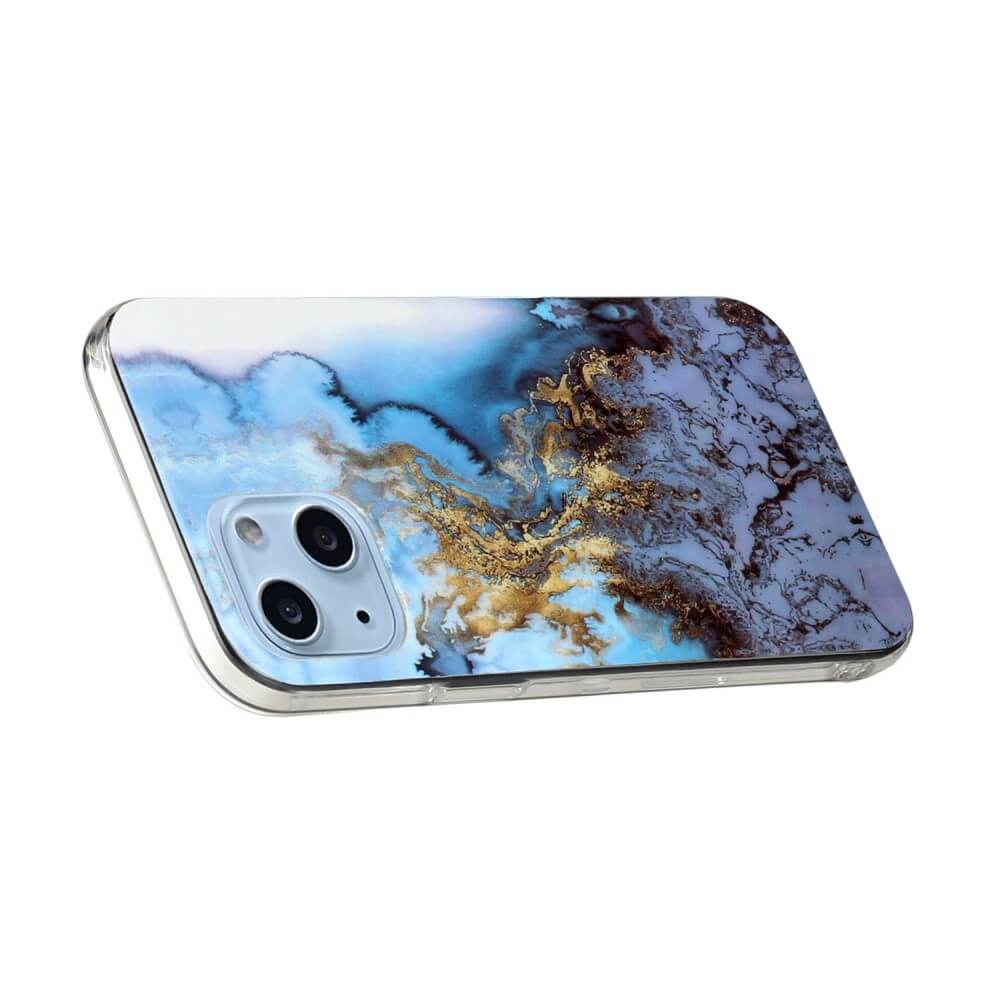iPhone 14 Plus - Custodia in gomma Cyan Marble