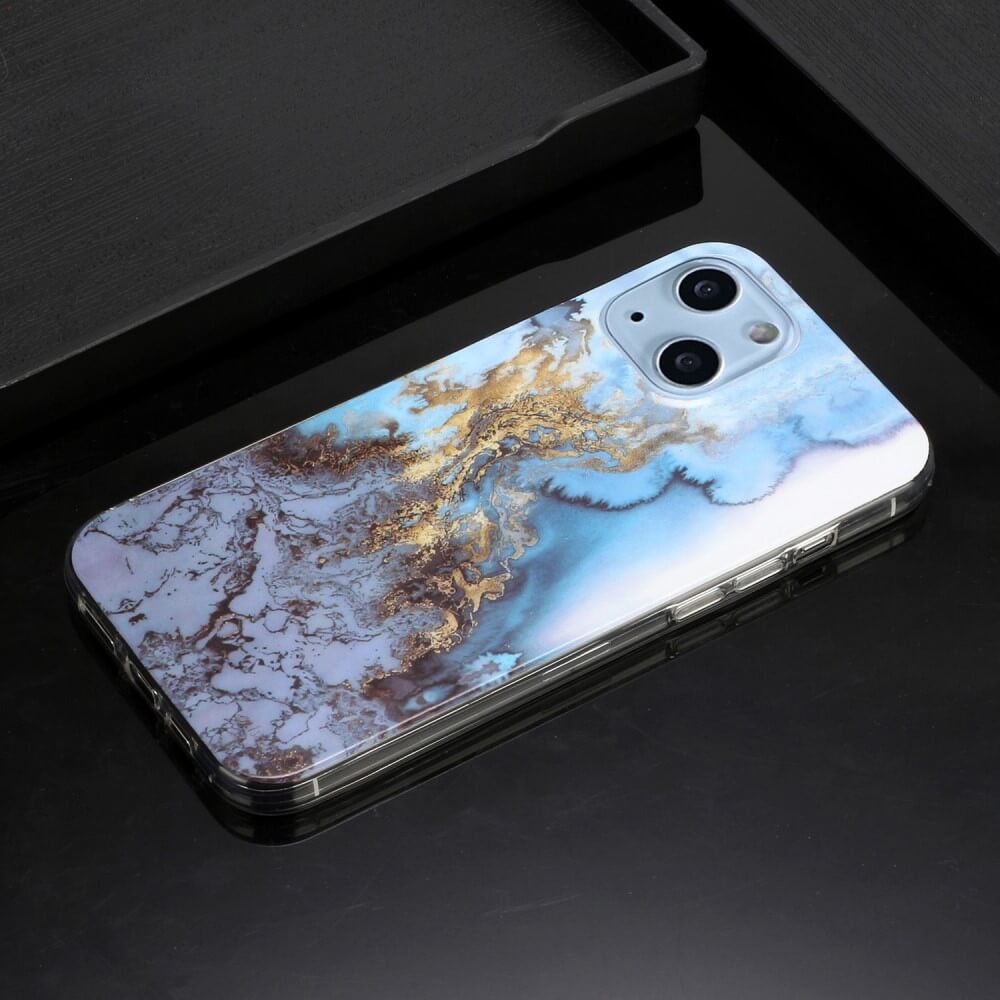 iPhone 14 Plus - Custodia in gomma Cyan Marble