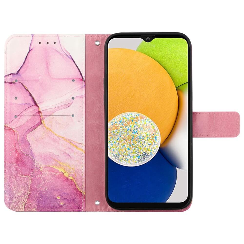 Galaxy A14 - Leder Hülle pink Marble