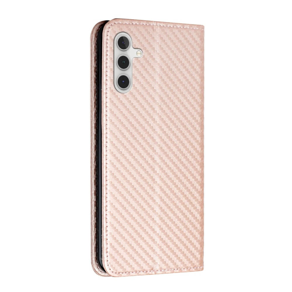 Galaxy A54 - Custodia flip look carbone