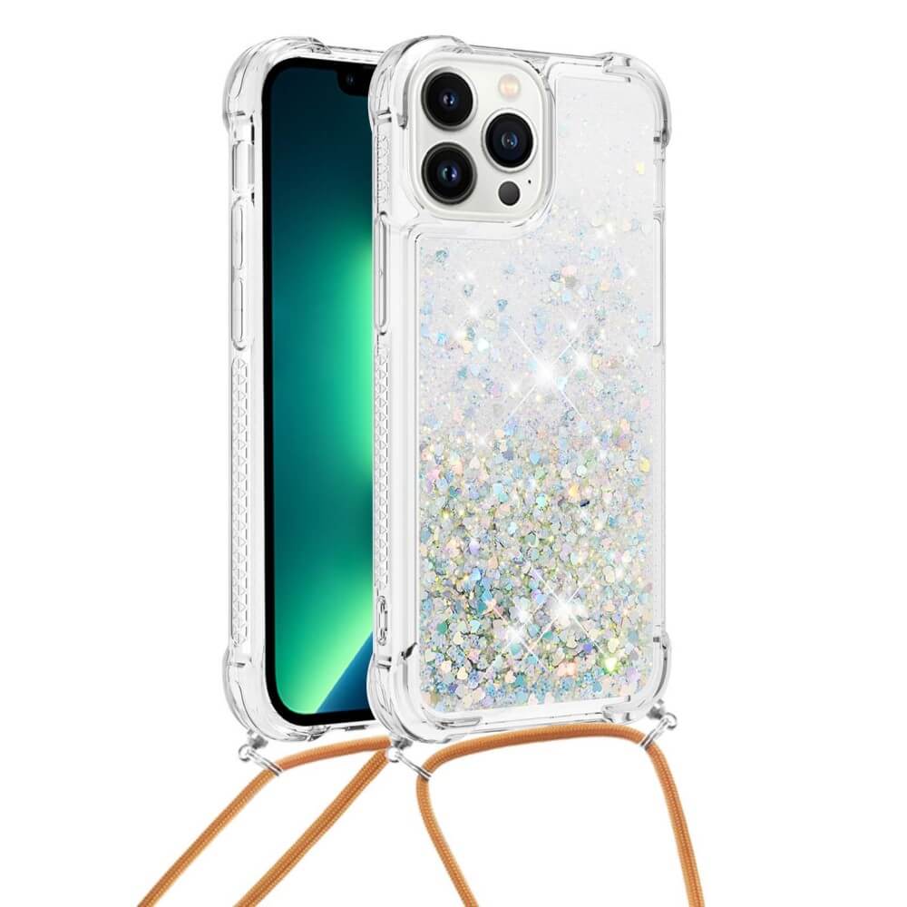 iPhone 15 Pro Max - Coque Paillettes Avec Bandouliã¨Re