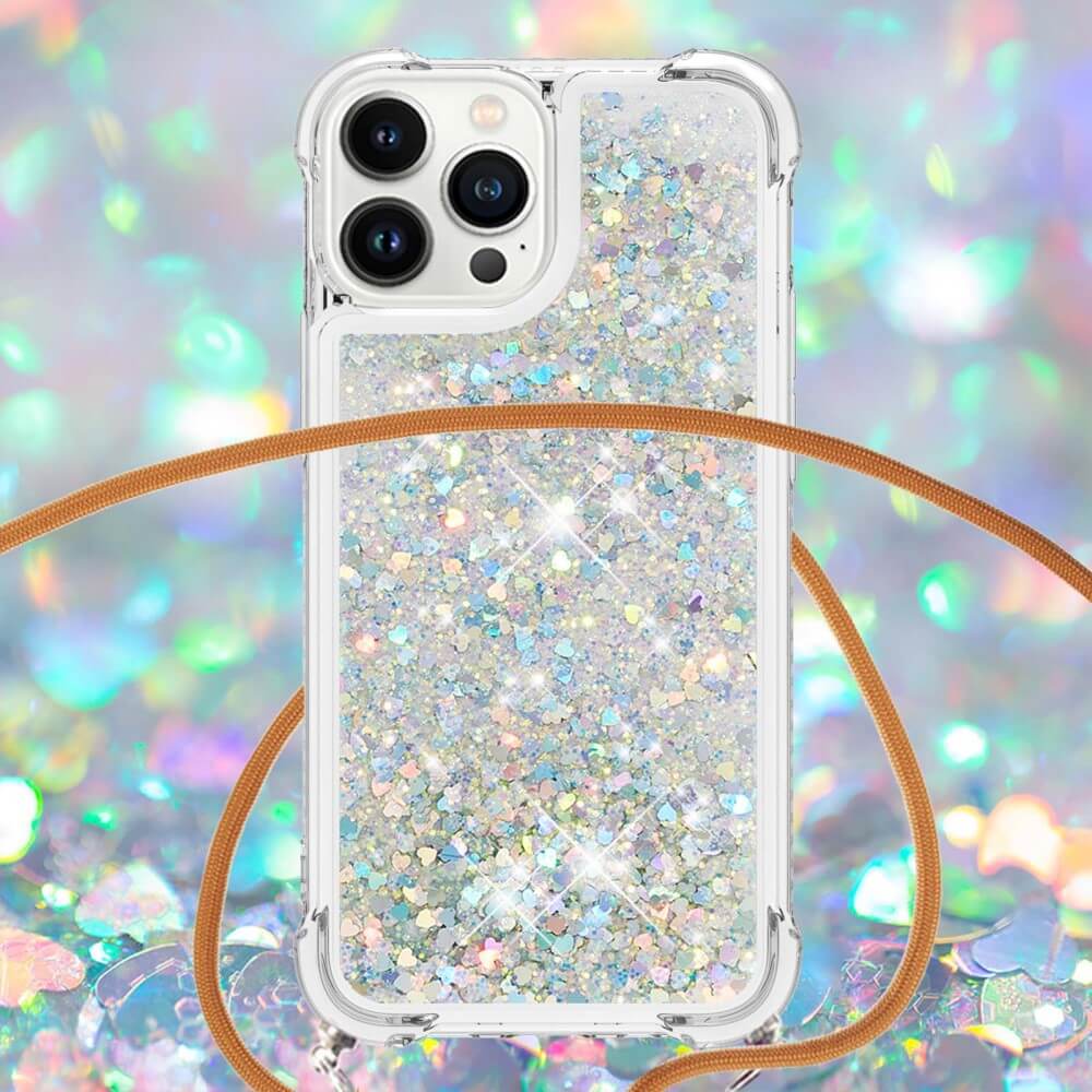 iPhone 15 Pro Max - Coque Paillettes Avec Bandouliã¨Re