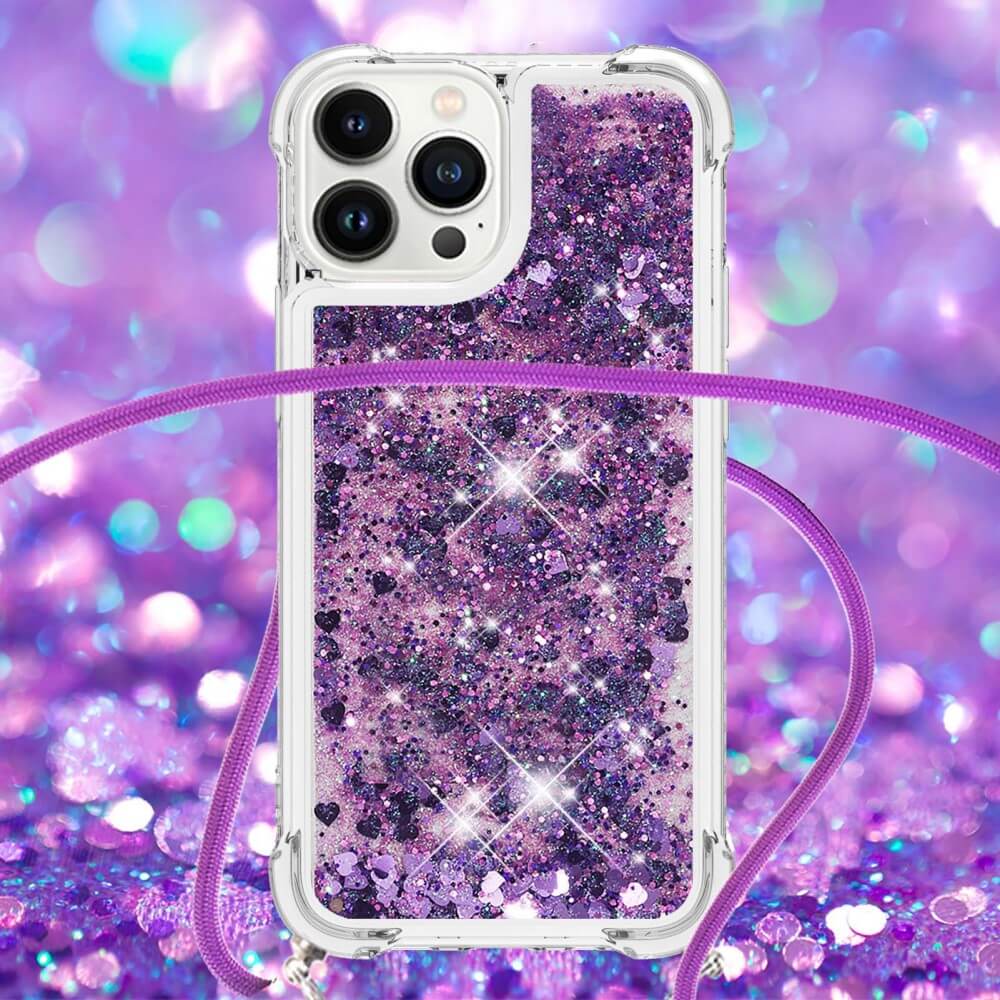 iPhone 15 Pro - Glitter Custodia con cordino