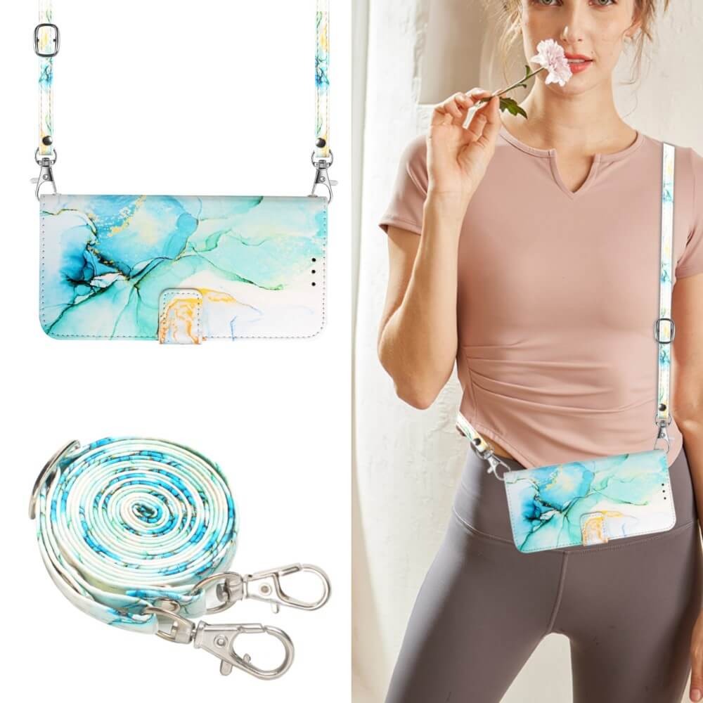 iPhone 15 - Etui Hülle Mit Umhängeband Marble