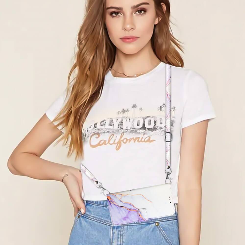 iPhone 15 Plus - Etui Hülle Mit Umhängeband Marble