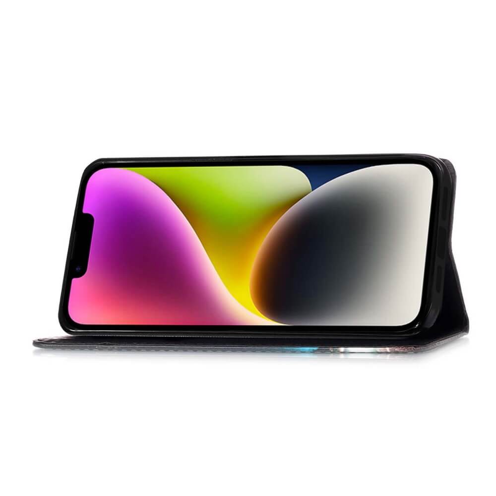 iPhone 15 - Leder Etui Hülle Rosen