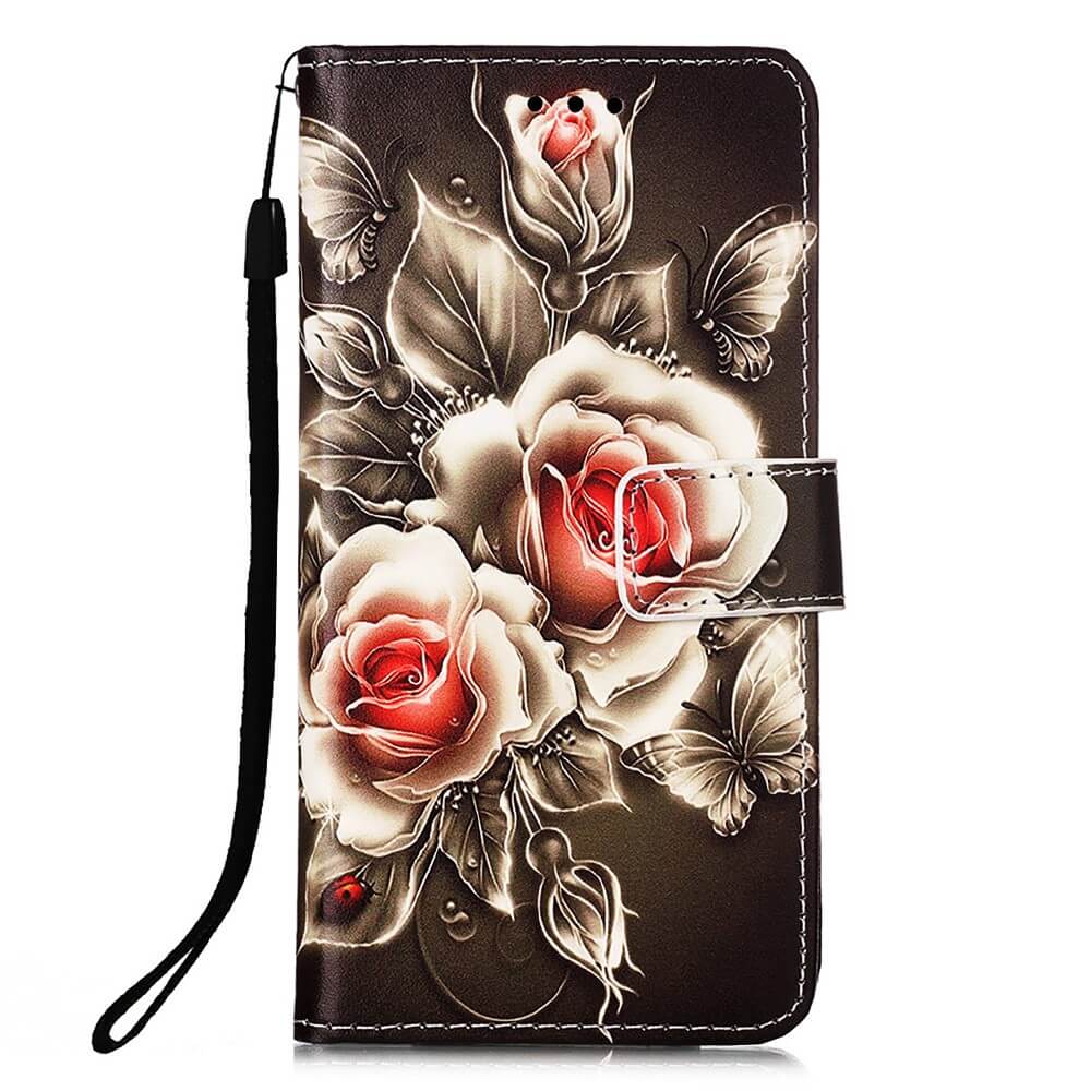 iPhone 15 - Leder Etui Hülle Rosen