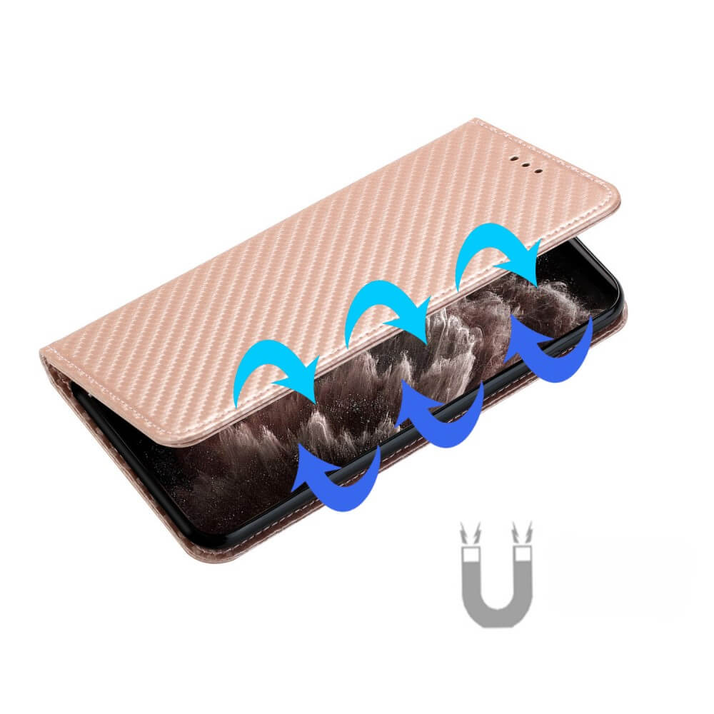 Galaxy S23 FE - Carbon Look Flip Case Cover rosa