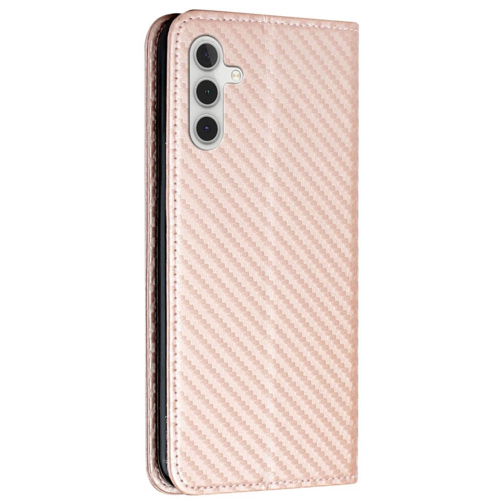 Galaxy S23 FE - Carbon Look Flip Case Cover rosa