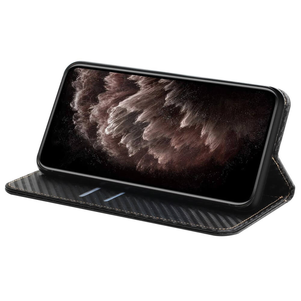 iPhone 15 Pro - Etui Flip Look carbone