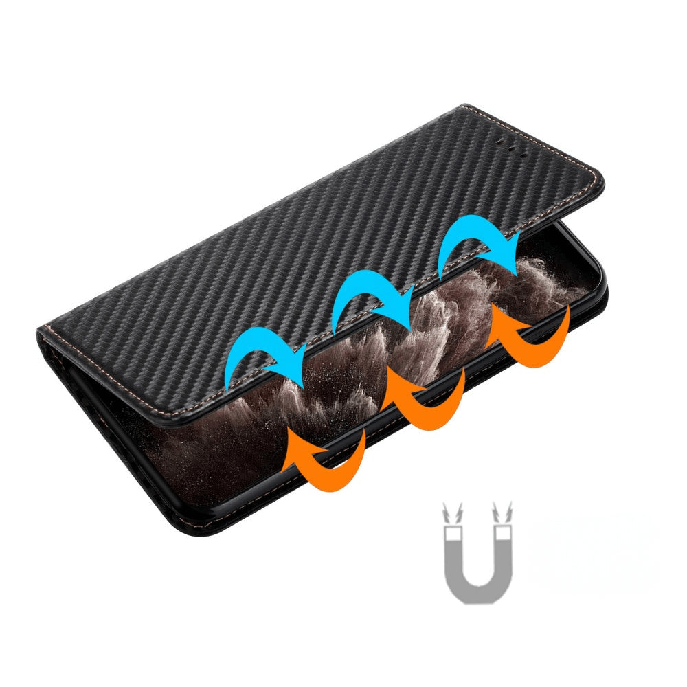 iPhone 15 Pro - Etui Flip Look carbone