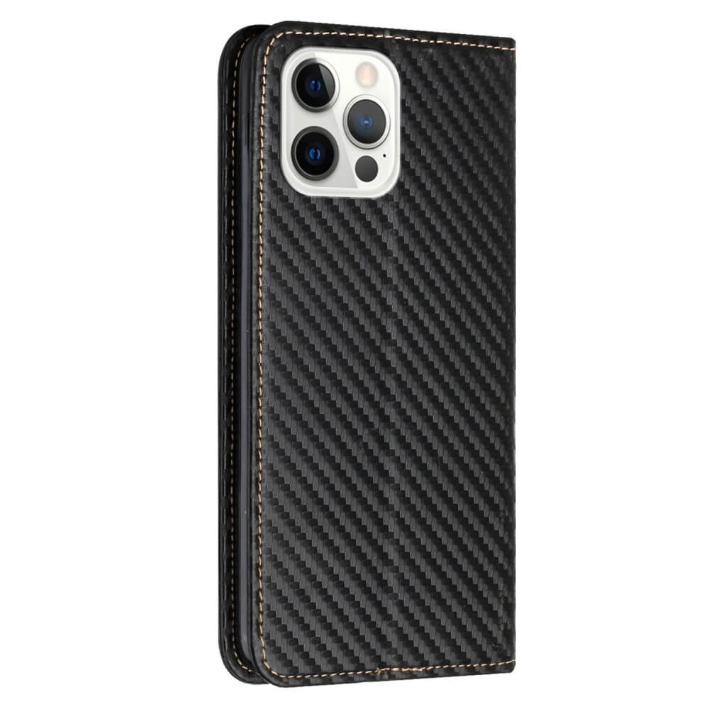 iPhone 15 Pro - Etui Flip Look carbone