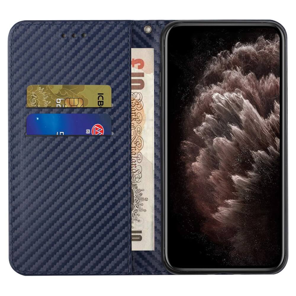iPhone 15 Pro - Etui Flip Look carbone