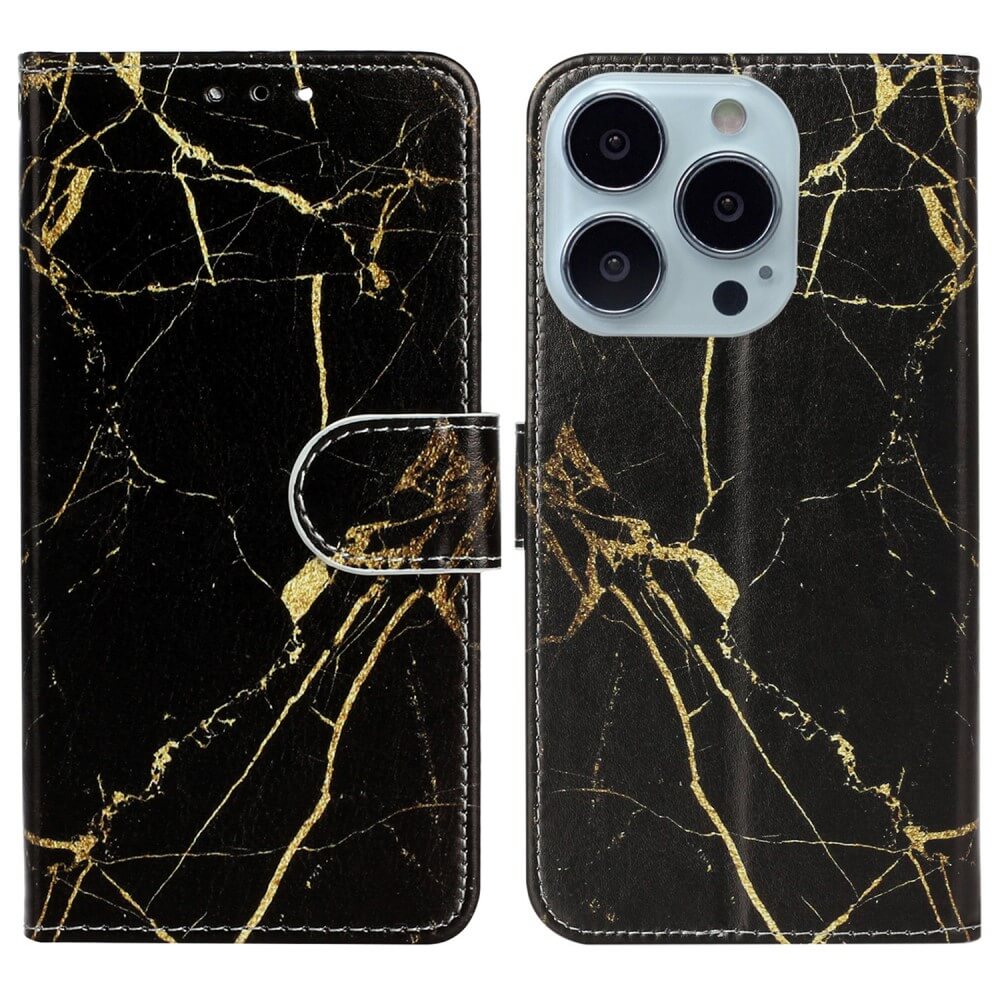 iPhone 15 Pro Max - Leder Etui Hülle Marble