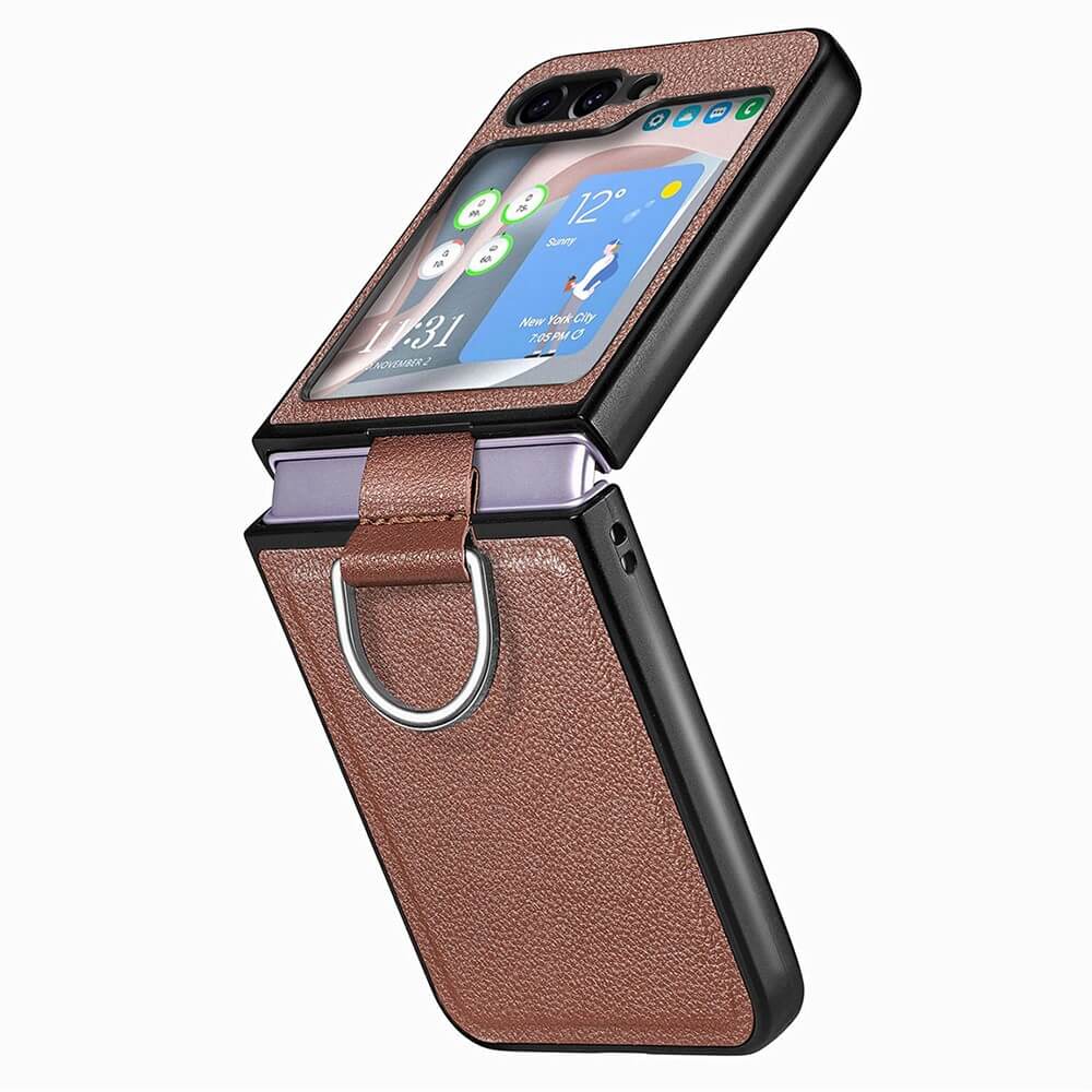 Galaxy Z Flip5 - Hybrid Hülle mit Ringhalter braun