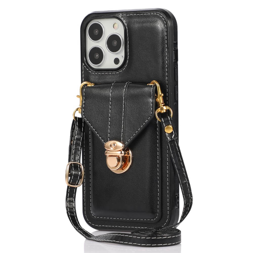 iPhone 15 Pro - Schutzhülle Case mit Tasche schwarz