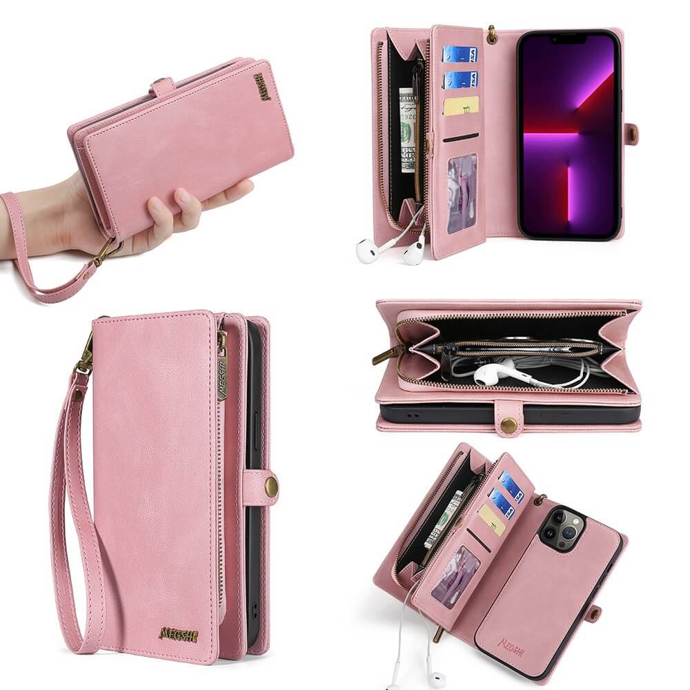 iPhone 15 Pro Max - Megshi 2-1 portefeuilles coque