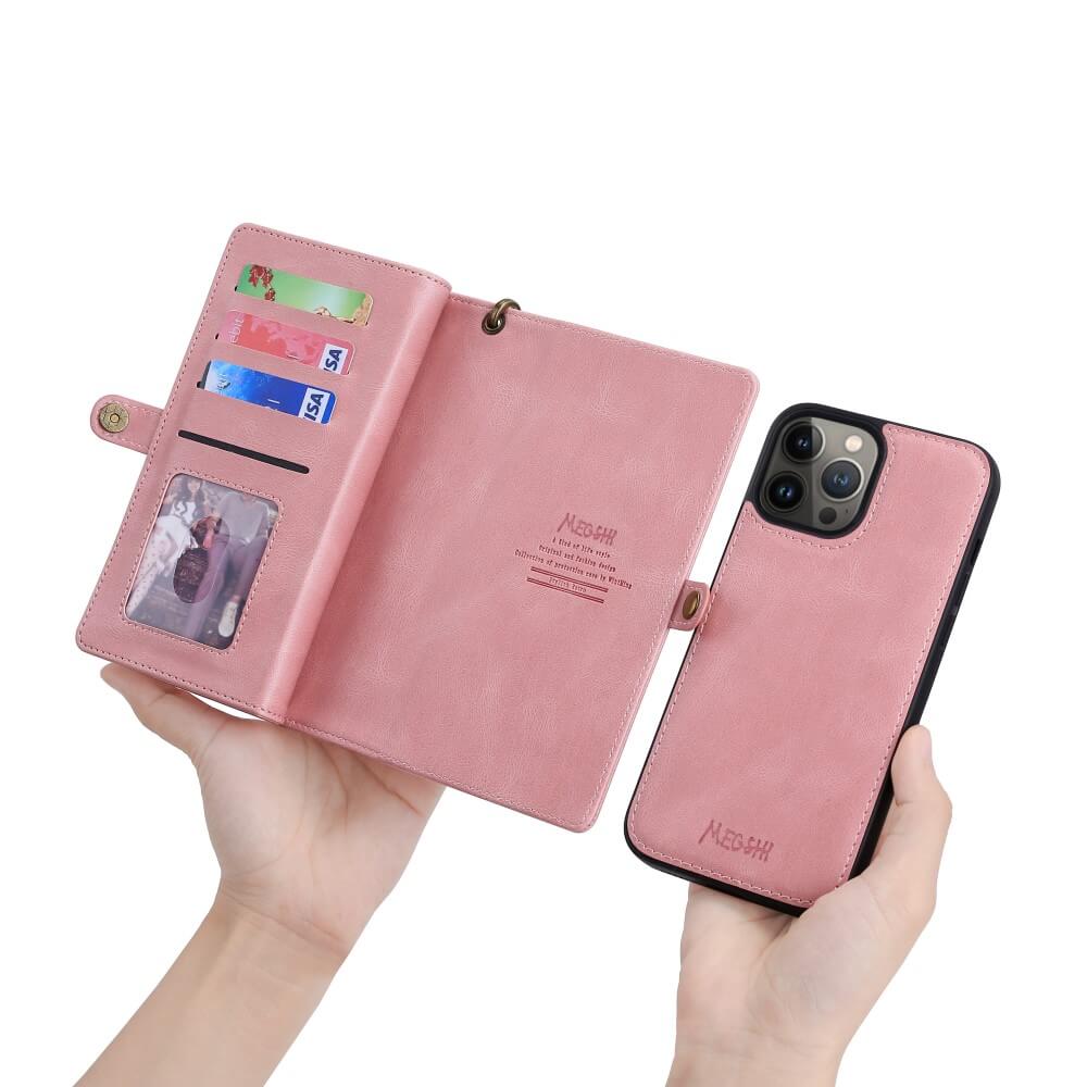 iPhone 15 Pro Max - Megshi 2-1 portefeuilles coque