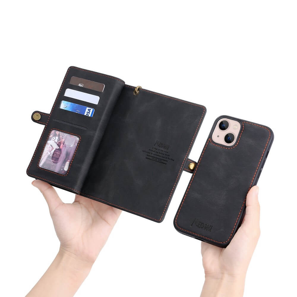 iPhone 15 - Megshi 2-1 Brieftaschen Hülle