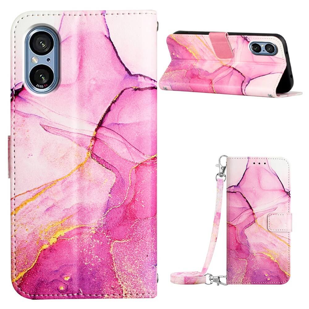 Sony Xperia 5 V - Etui Coque Avec Bandouliã¨Re Marble