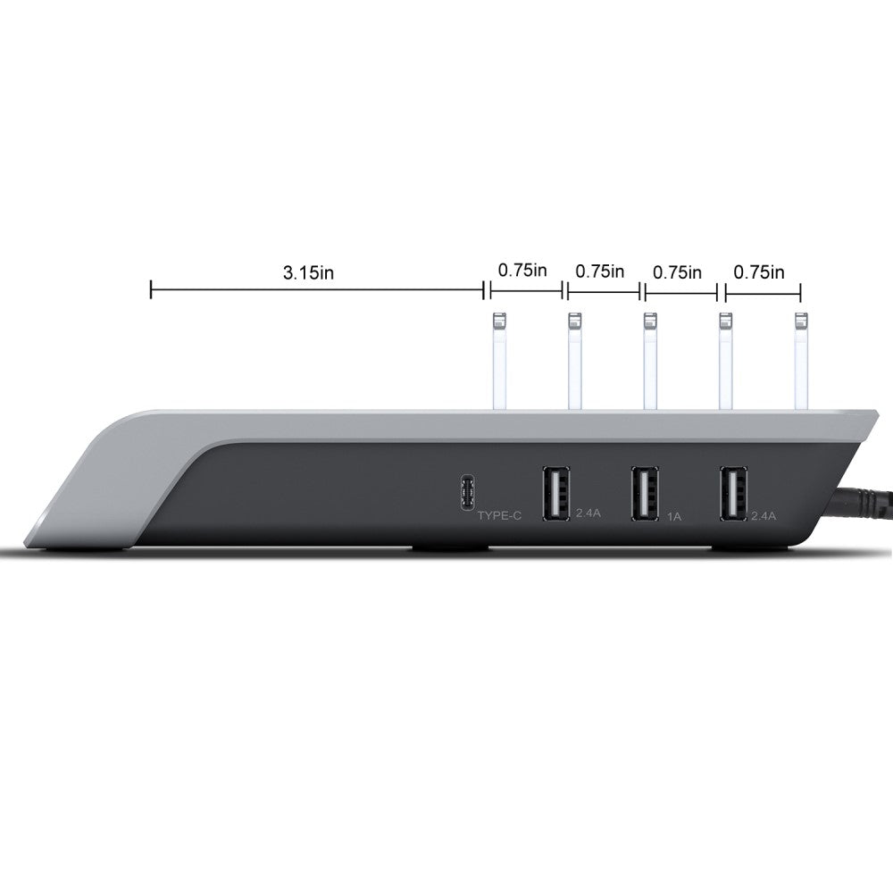 Ladestation mit 4 Anschlüssen 1 QI Wireless Charging Pad