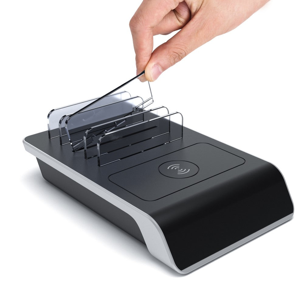 Ladestation mit 4 Anschlüssen 1 QI Wireless Charging Pad