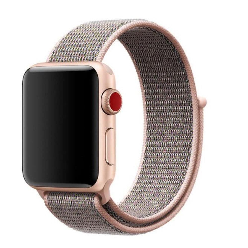 Apple Watch 42 44 45 49mm Nylon strap with Velcro closure rose gold