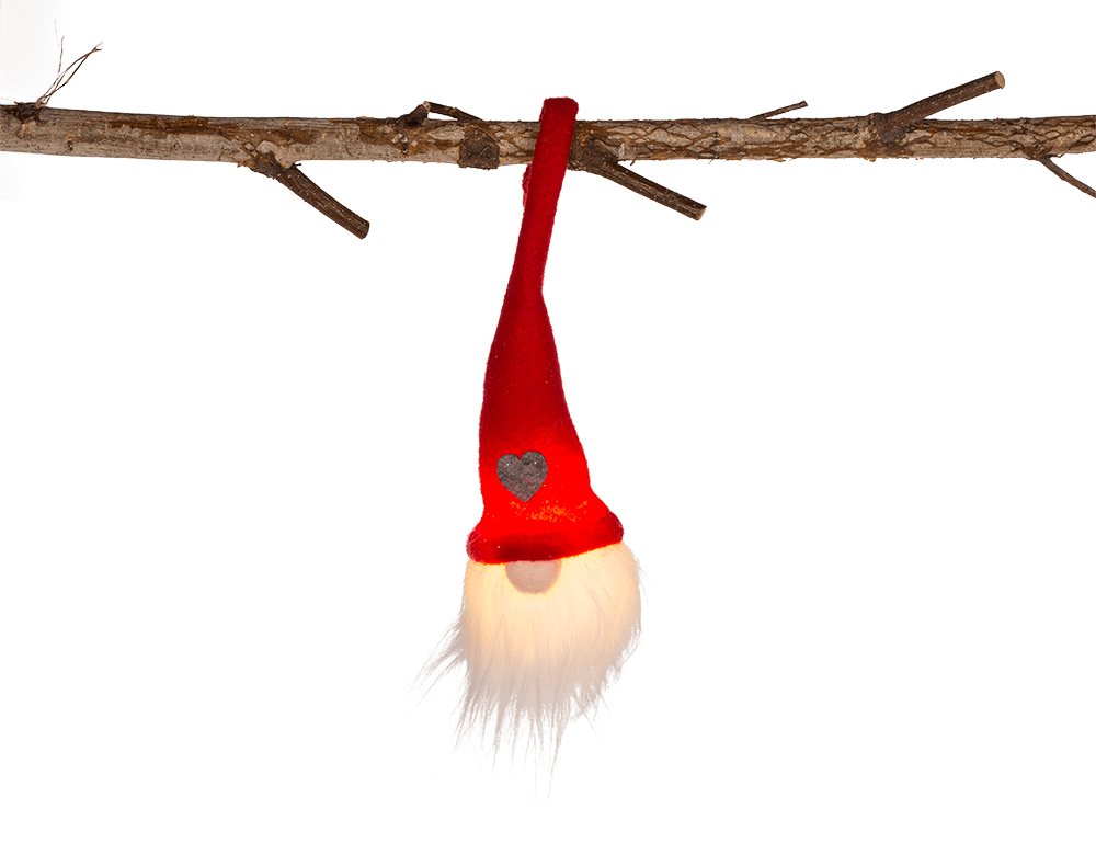 Weihnachtswichtel mit LED zum Aufhängen