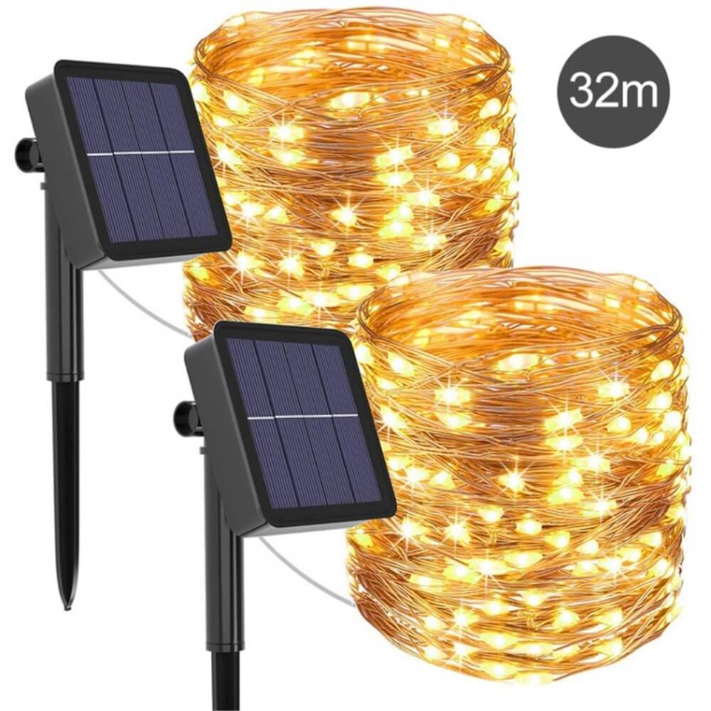 32m Solar Draht- Lichterkette warmweiss