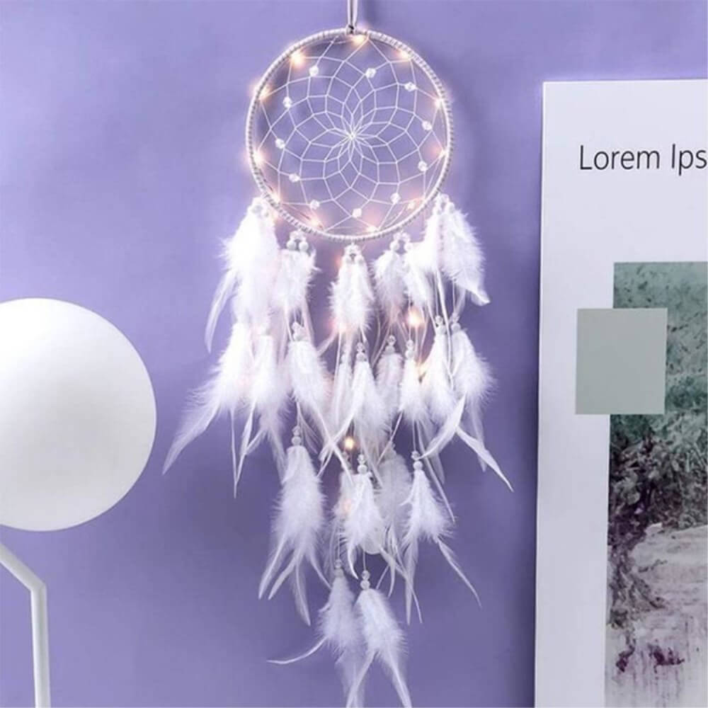 Traumfänger Dream Catcher mit LED weiss