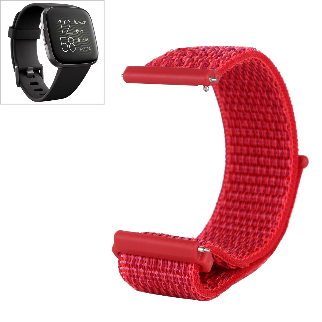 Fitbit Versa 1 / 2 - Nylon Armband mit Klettverschluss rot