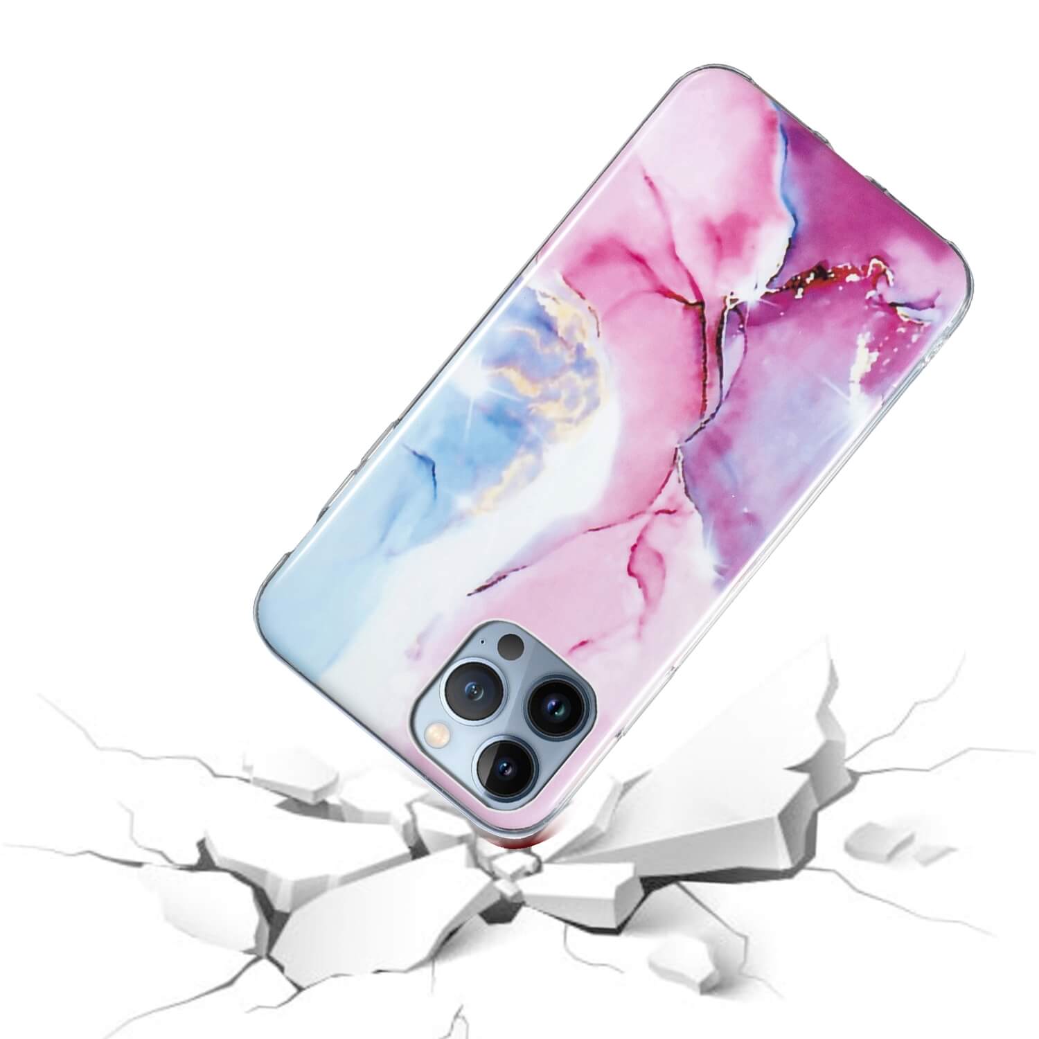 iPhone 14 Pro Max - Custodia in gomma Pink Marble