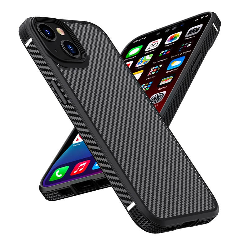iPhone 14 Plus -  IPAKY Silikon Carbon Case schwarz