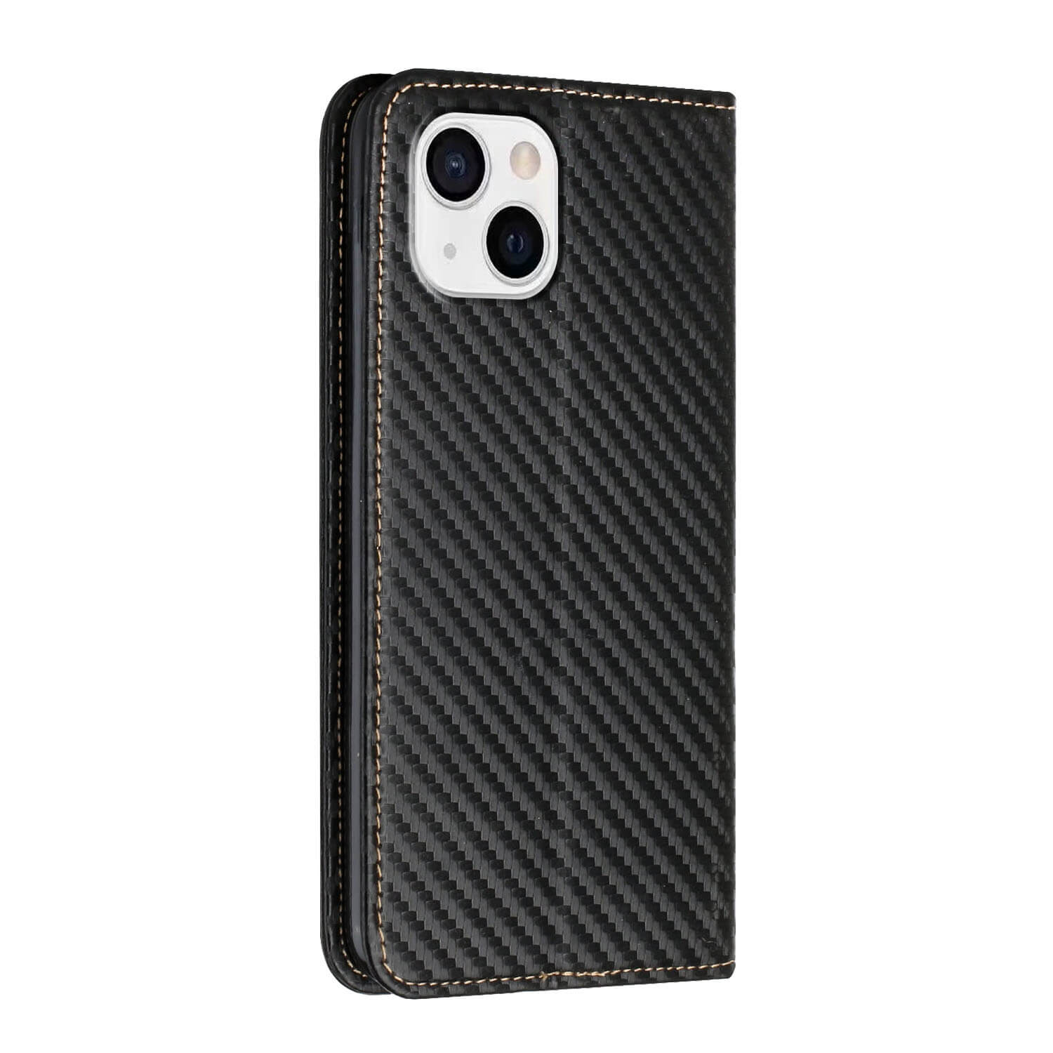 iPhone 14 Plus - Carbon Look Flip Case Cover rosa
