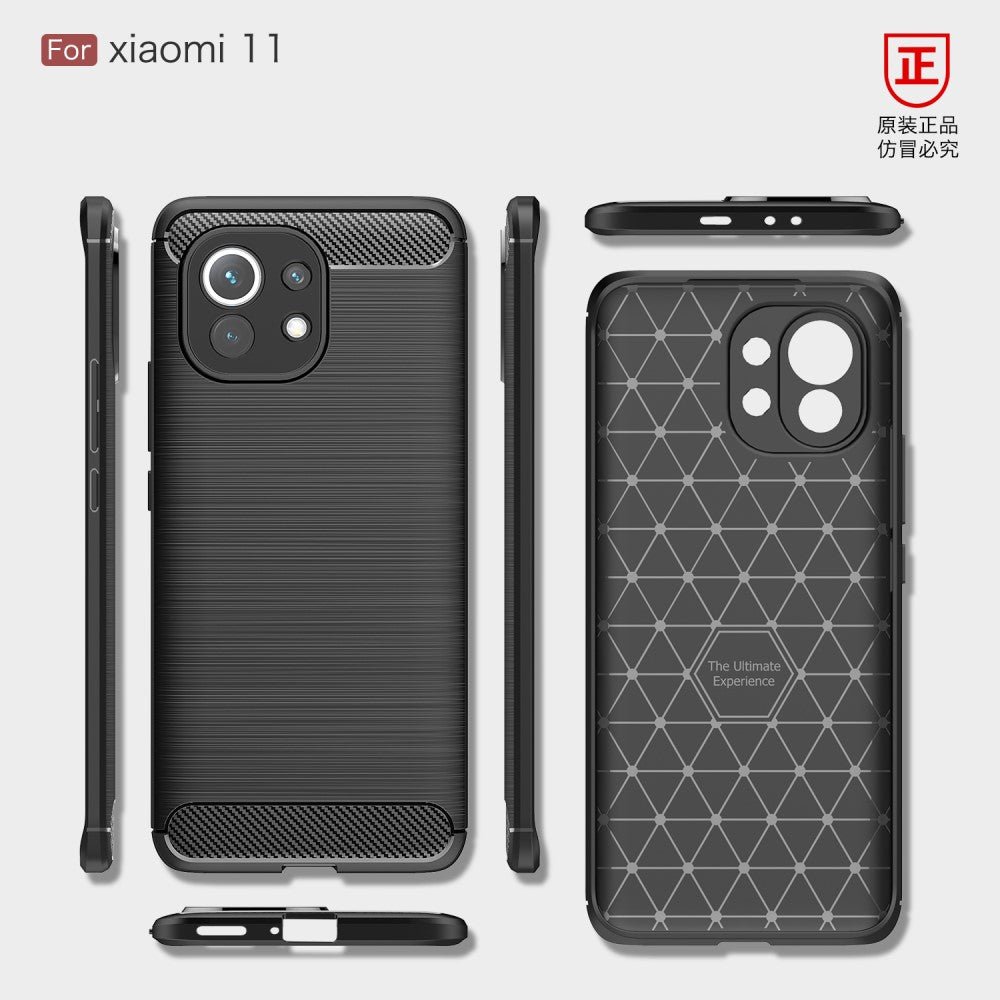 Xiaomi Mi 11 - Metall Carbon Look Gummi Hülle dunkelblau