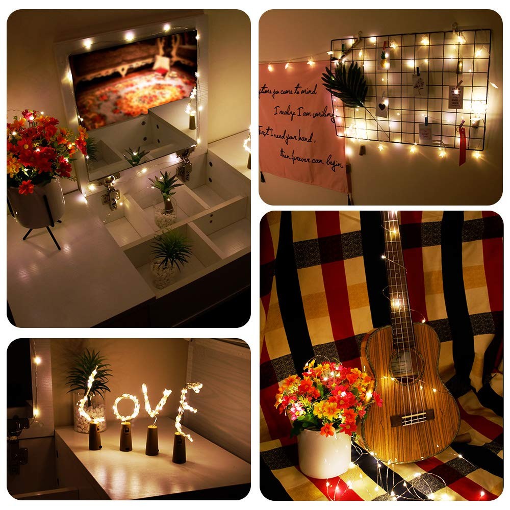 Weinflaschen Kupferdraht Lichterkette 1m