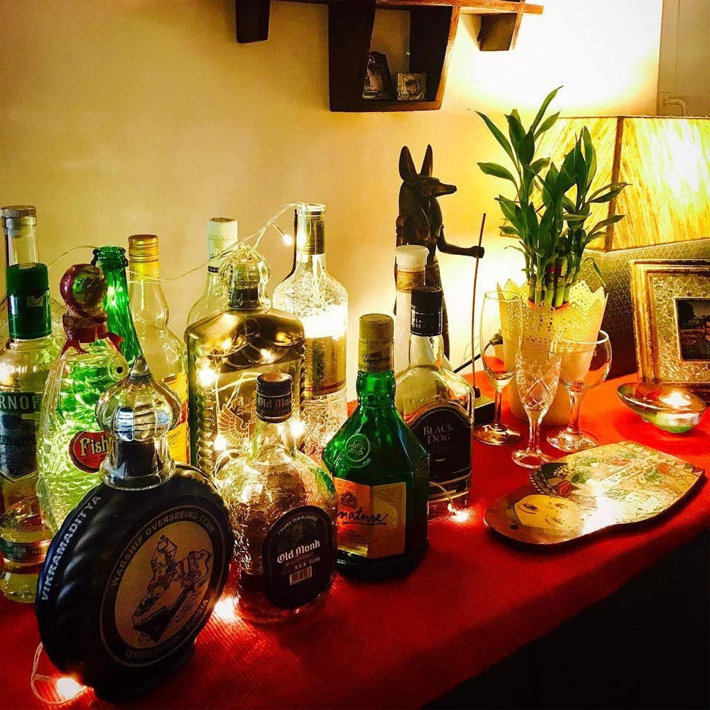 Weinflaschen Kupferdraht Lichterkette 1m