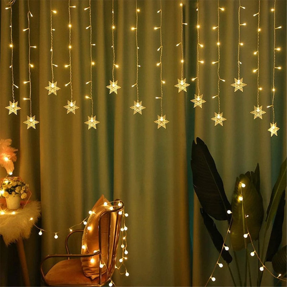 Snowflake Curtain Fairy Lights 3M