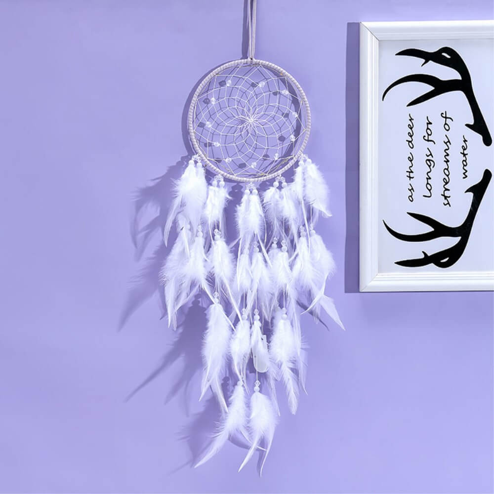 Traumfänger Dream Catcher mit LED weiss