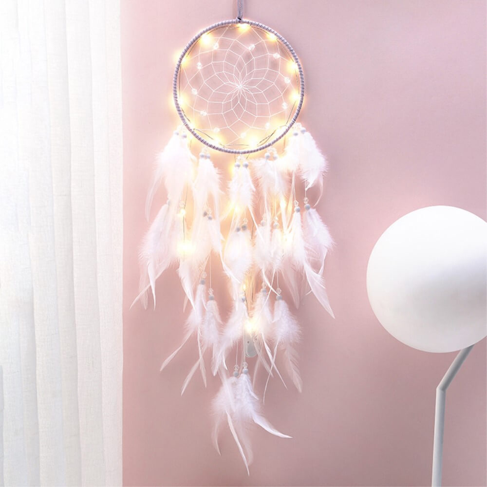 Traumfänger Dream Catcher mit LED weiss